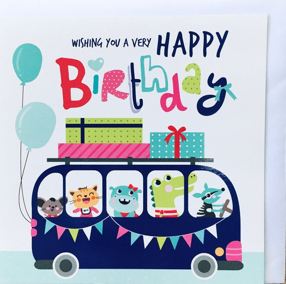 Card Square  |  Happy Birthday Bus