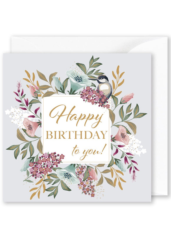 Card Square  |  Happy Birthday Floral