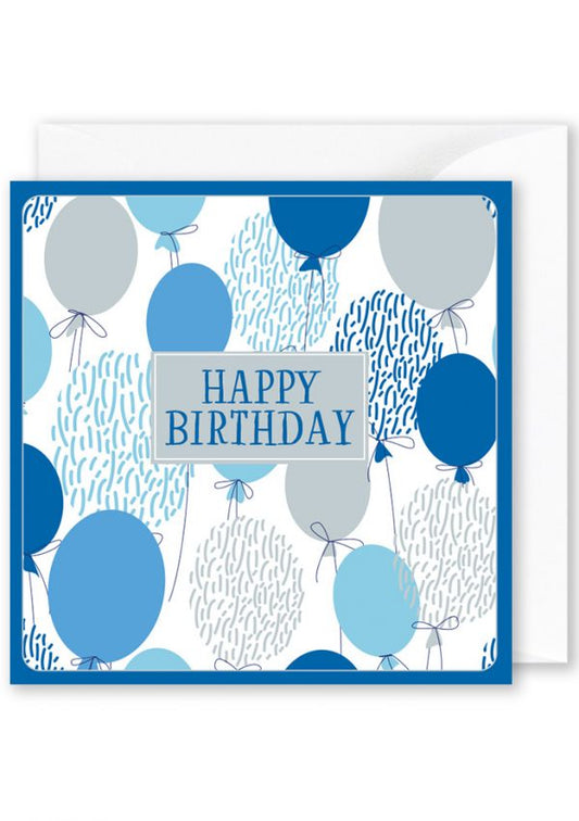 Card Square  |  Happy Birthday Blue Balloons