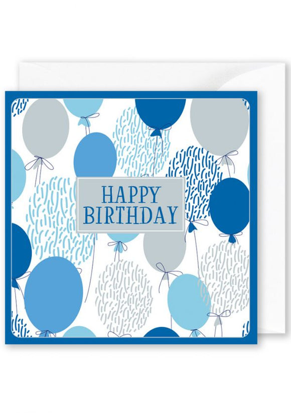Card Square  |  Happy Birthday Blue Balloons