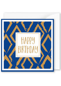 Card Square  | Happy Birthday Navy Gold