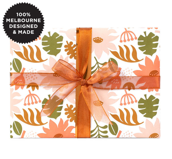 Inky Co Wrapping Paper 10m  |  Matt Flannel Flowers