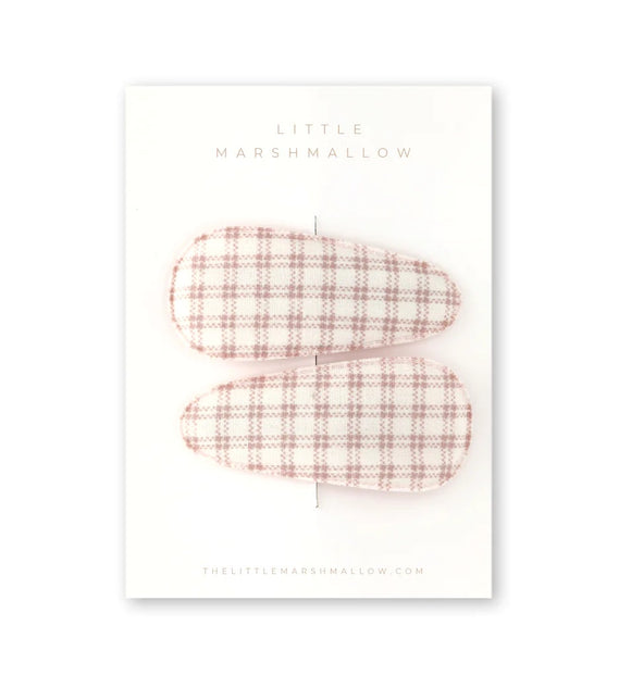 Little Marshmallow Hair Clips  |  Rose Plaid