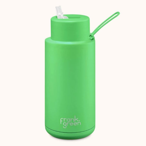 Frank Green Ceramic Reusable Bottle 1L  |  Neon Green