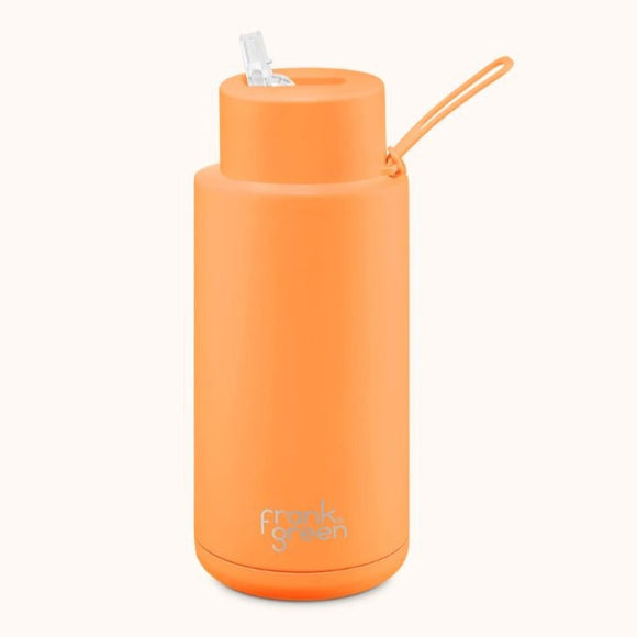 Frank Green Ceramic Reusable Bottle 1L  |  Neon Orange