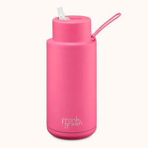 Frank Green Ceramic Reusable Bottle 1L  |  Neon Pink