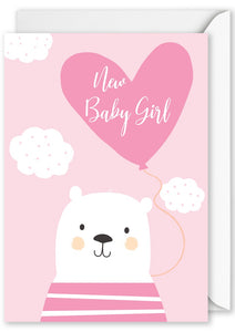 Card Rectangle  |  Baby Girl Bear