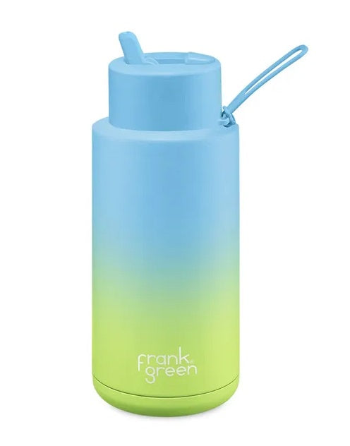 Frank Green Ceramic Reusable Bottle 1L  |  Gradient Blue-Pistachio