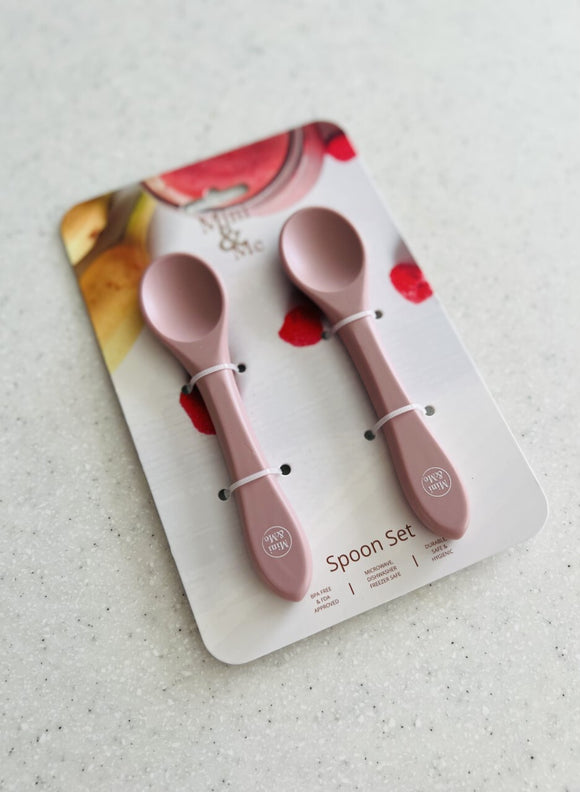 Mini & Me Silicone Spoon Set  |  Cherry