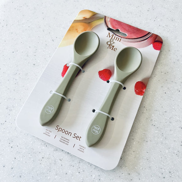 Mini & Me Silicone Spoon Set  |  Olive