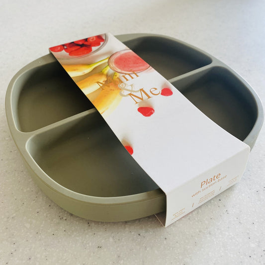 Mini & Me Suction Divided Plate  |  Olive