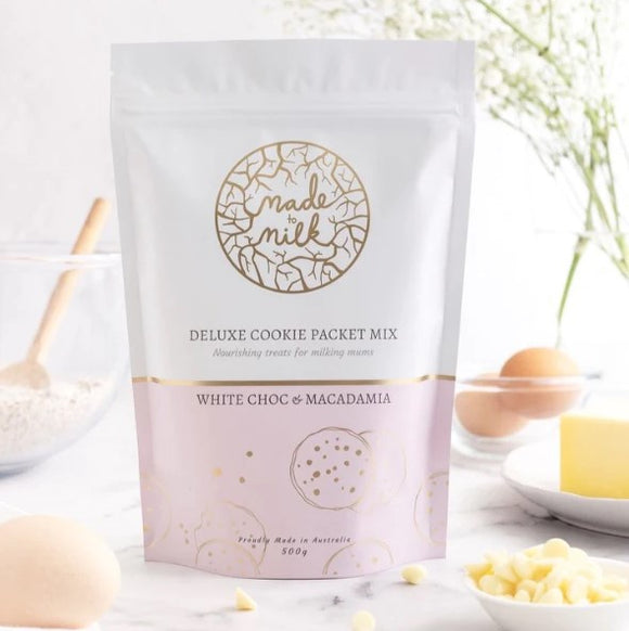Made To Milk Deluxe Cookie Packet Mix  |  White Choc & Macadamia