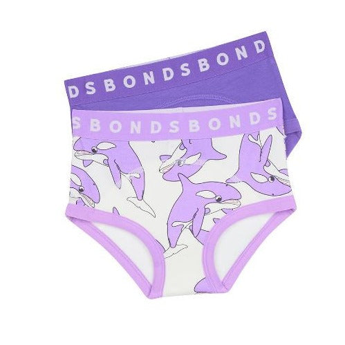 Bonds Whoopsie Toilet Training Undies 2pk  |  Whale Lilac