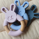 The Teething Co Rabbit Silicone & Wood Teether  |  MULTIPLE COLOUR OPTIONS