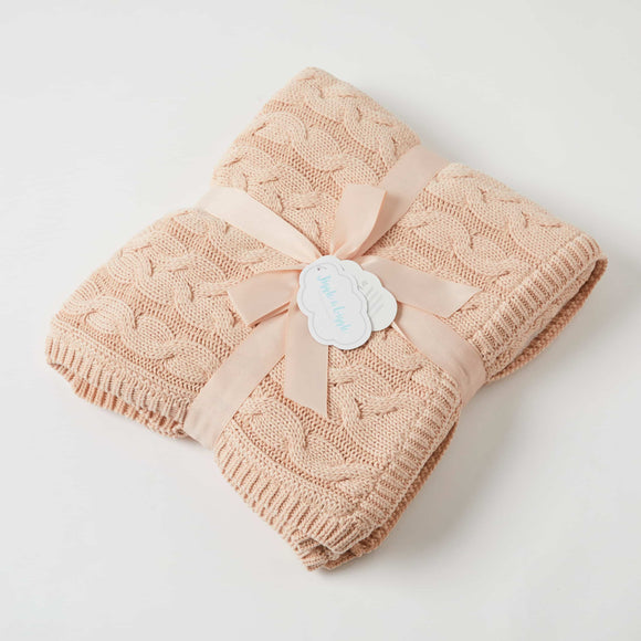 Blanket Jiggle & Giggle  |  Cable Knit Pink Clay