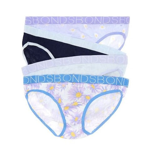 Bonds Girls Bikini 4pk  |  Daisy Day Little Blue