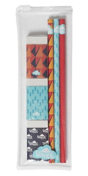 Spencil Pencil & Eraser Set  |  Orange & Blue