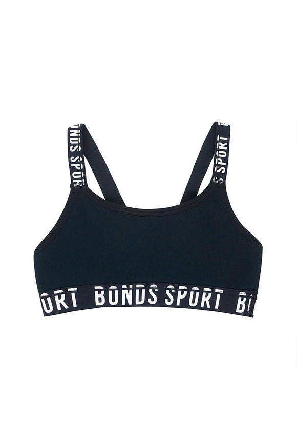 Bonds Women's Sports Bra Crop Size 14-16 Black White NEW Moisture Wicking  Foam