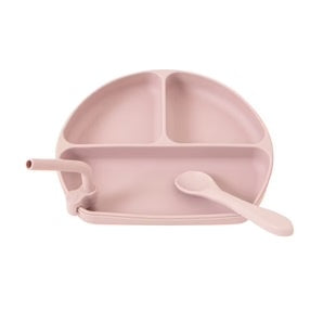 All4Ella Silicone Suction Plate & Spoon Set  |  Dusty Pink