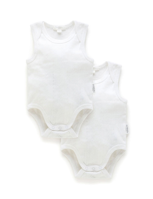 Purebaby Singlet Bodysuit 2pk
