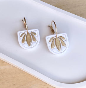 Clay By Designs Earrings  |  Flower Hoops White