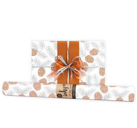 Inky Co Wrapping Paper 10m  |  Pine Cone Copper Silver